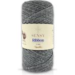 Sensy Premium Ribbon Polyester Makrome ip 200 gr Polyester Ribbon Makrome ipi Çanta ve Supla ipi - Simli Gümüş