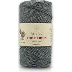 Sensy Premium Simli 200 gr Polyester Makrome Ipi 2 mm - 230 M Supla Ip ve Çanta Ipliği - Gri