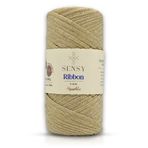 SENSY Premium Simli Ribbon Polyester İp 200 gr Makrome İpi Supla İpi Ve Çanta İpliği Simli Ekru