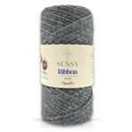 SENSY Premium Simli Ribbon Polyester İp 200 gr Makrome İpi Supla İpi Ve Çanta İpliği Simli Gri