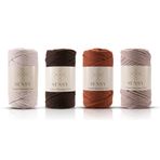 Sensy Premium Taranan Makrome Makrame Hobi İpi 4lü Set Ekru - Acı Kahve - Kiremit - Sütlü Kahve