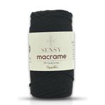SENSY Simli 3 mm Polyester Makrome İpi 250 Gr Siyah Supla Ip ve Çanta İpliği