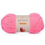 Sensy Velvet iplik, tığ işi için, bebek battaniyesi ipliği, şönil iplik, Amigurumi iplik, 3,5 oz, 132 yarda, ölçü 5 hacimli (şeker pembesi)