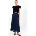 Sentez 5432 Şifon Kırıştırma Etek - Lacivert - L - XL