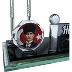 Sentez Masa Üstü İsimlik Atatürk Masa Isimliği Yeni Iş Hediyesi - Gümüş