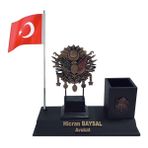 Sentez Masa Üstü İsimlik Osmanlı Tuğrası Biblo Kalemlik Bayraklı Masa Üstü Isimlik - Karışık-Çok Renkli