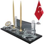 Sentez Masa Üstü İsimlik Sentez Kişiye Özel Lüks Kristal Masa İsimliği Bayraklı Ofis Yönetici Masaüstü