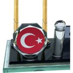 Sentez Masa Üstü İsimlik Türk Bayrağı Masa Isimliği Ofis Hediyesi - Altın