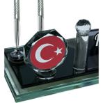 Sentez Masa Üstü İsimlik Türk Bayrağı Masa Isimliği Ofis Hediyesi - Gümüş
