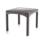 Şenyayla 90 x 90 Rattan Kare Kapalı Camlı Masa