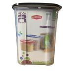 Şenyayla Fresca Erzak Kabı, Şeffaf, Plastik, 2,4 lt, siyah Kapaklı, Tahıl ve Bakliyat için