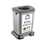 Şenyayla Sıfır Atık Geri Dönüşüm Kutusu 50 lt Gri-Metal Atıklar