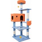 Senye Kedi Tırmalama Ağacı 60X50X155 cm Peluş Kaplama Demonte Kedi Kulesi - Çok Renkli