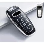 Şenyıldız Aksesuar Audi A6 A7 A8 E-Tron Q8 C8 A3 Anahtar Koruma Kılıfı - Siyah - Gümüş