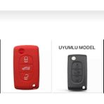 Şenyıldız Aksesuar Citroen Berlingo Xsara Picasso C2 C3 C4 C5 C6 C8 Uyumlu 3 Tuş Silikon Anahtar Koruma Kılıf - Kırmızı