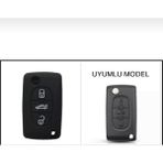 Şenyıldız Aksesuar Citroen Berlingo Xsara Picasso C2 C3 C4 C5 C6 C8 Uyumlu 3 Tuş Silikon Anahtar Koruma Kılıf - Siyah