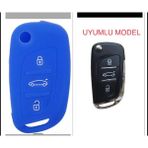 Şenyıldız Aksesuar Citroen C4 C5 C-Quatre Uyumlu Silikon Anahtar Koruma Kılıfı - Mavi