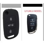 Şenyıldız Aksesuar Citroen C4 C5 C-Quatre Uyumlu Silikon Anahtar Koruma Kılıfı - Siyah
