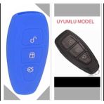 Şenyıldız Aksesuar Ford Fiesta Kuga Focus C-Max Silikon Anahtar Kılıf Anahtarsız Çaliştırma - Mavi