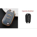 Şenyıldız Aksesuar Peugeot 208 301 307 308 508 2008 3008 Partner Van Sustalı Anahtar Koruma Kılıfı - Gri