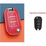 Şenyıldız Aksesuar Peugeot 208 301 307 308 508 2008 3008 Partner Van Sustalı Anahtar Koruma Kılıfı - Kırmızı