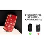 Şenyıldız Aksesuar Vw Tiguan Jetta Golf 5 Golf 6 Scirocco Polo Caddy Lüks Anahtar Koruma Kılıfı - Kırmızı