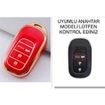 Şenyıldız Aksesuar Yeni Honda Civic Accord Hr-V Crv Sustasız Anahtar Koruma Kılıfı - Kırmızı