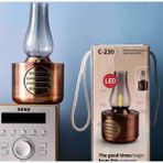 Senz C-230 Nostaljik Gaz Lambası Tasarımlı Bluetooth Hoparlör - Gece Lambası Özellikli, Retro Dekoratif Kablosuz Hoparlör - Ahşap - Ceviz