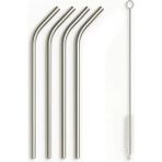 Senz Çelik Pipet Paslanmaz Çelik Metal Meşrubat Pipeti ve Pipet Temizleme Fırçası Seti 5 Parça