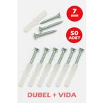 Şenzen Bağlantı Elemanları 7mm Plastik Dübel + Vida Seti 50 Adet
