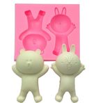 Senzooe Little Rabbit Little Bear Chocolate Sugar Silicone Cake Mold