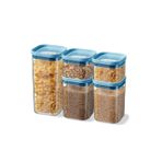 Seoul 5'li Kuru Gıda Saklama Kabı Seti, 2x550ml, 2x1200ml, 1x1800ml, Mavi Kapaklı