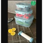Seoul Taze Ürün Saklama Kabı 4'lü Set (0,6lt + 1,3lt + 2,5lt + Pompa) - 4' lü