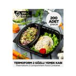Sepet Doldur Termoform 2 Gözlü Yemek Kabı 200 Adet