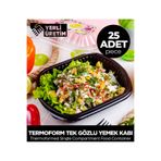 Sepet Doldur Termoform Tek Gözlü Yemek Kabı 25 Adet