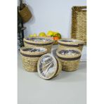 SepetçiBaba Naturel Hasır Sepet Organizer, Saksı, Mutfak, Banyo 5 Boy Kahve Şerit - P02-3