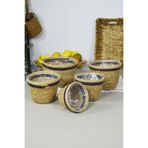 SepetçiBaba Naturel Hasır Sepet Organizer, Saksı, Mutfak, Banyo 5 Boy Siyah Şerit - P02-2