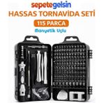 Sepetegelsin Manyetik Hassas Tornavida Seti 115 Parça Krom Vanadyum Çelik Telefon Laptop Tamir Seti - Gri