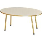 Sepetink Orta Sehpa Krem Elips Metal Ayak Gold