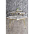 Sepetink Zigon Sehpa ve Orta Sehpa Elips Gold Metal Ayak Gold Efes Set