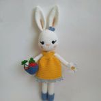 Sepetli Şirin Tavşan Uyku Arkadaşı Amigurumi Organik Oyuncak