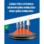 Sepetopia 120W Şarj Destekli 3’ü 1 Arada Çoklu Şarj Kablosu – 1.2 Metre
