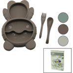 Sepetopia Ayıcık Model=3 Bölmeli Bebek Beslenme Seti 3pcs=mama Kabı-Kaşık-Çatal 500ML Renkli Plst (5517 - Çok Renkli