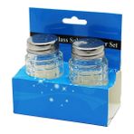 Sepetopia Glass Salt 2li Kabartmalı Metal Kapaklı Yuvarlak Cam Tuzluk - Baharatlık - Çok Renkli