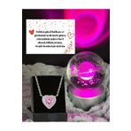 Sepetten Eve Renk Değiştiren Led Işıklı Cam Satürn Kız Küre Dolunay Lamba Kristal Top Ve Kalpli Kolye 14 Şubat