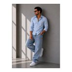 sepetx Ice Blue Washed Denim Vintage Yıkamalı Oversize Wide Leg Baggy Jean Erkek Kot Pantolon