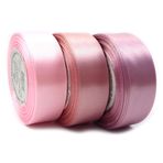Sepkina Set 3 renk pembe tasarım saten bant, kurdele bandı, dekoratif bant, el işi bandı, süs bandı, saten, pembe, gül kurusu, pudra pembesi (25 mm/genişlik)