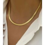 Septemmart Kararmaz Çelik Kolye - 45 cm Altın Kaplama Yassı Italyan Model Ezme Zincir - Gold