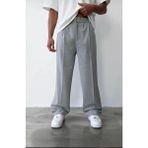 Ser Joven Erkek Açık Gri Baggy Fit Rahat Kesim Pileli Kumaş Pantolon - 2XL