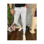 Ser Joven Erkek Açık Gri Slim Fit Armür Desenli Likralı Pantolon